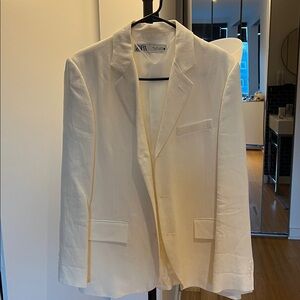 Zara Off-White Linen Blazer